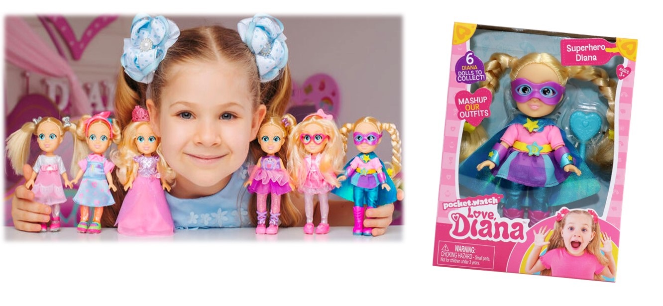 Giochi Preziosi LOVE DIANA LVE06000 Bambola 15 cm con Pettine - Travestita da Supereroina, Colori Assortiti