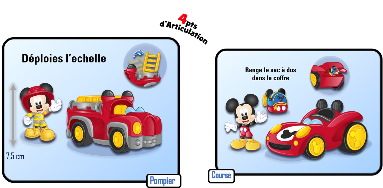 Disney MCC06 Veicolo Giocattolo Topolino con Statuetta da 7,5 cm e Accessorio - Giocattolo per Bambini dai 3 Anni