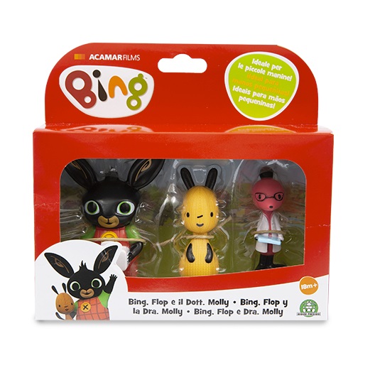 Giochi Preziosi BNG41000 Set di 3 Mini Personaggi Bing, Flop e Dottor Molly - Colori Luminosi e Dimensioni Ideali per Bambini dai 18 Mesi