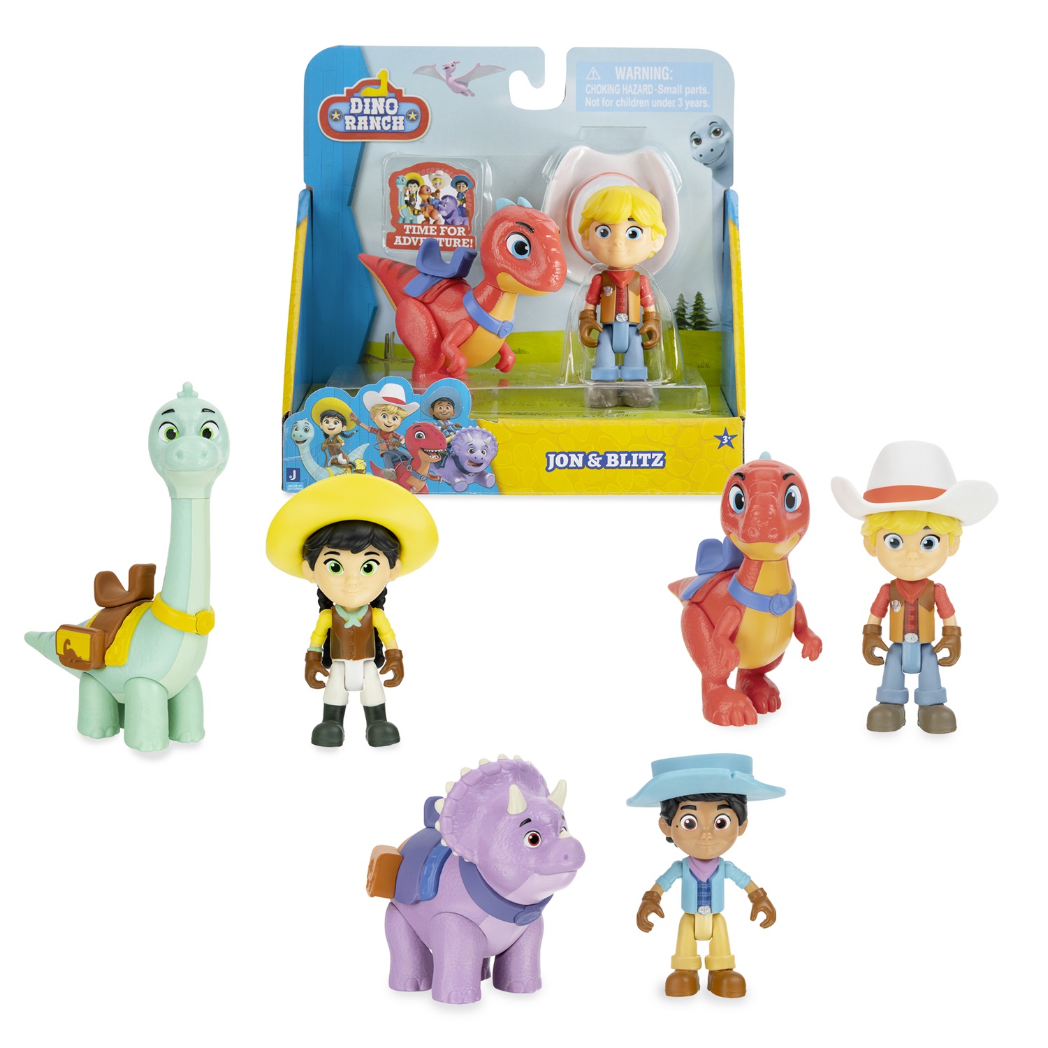 Giochi Preziosi Dino Ranch Coppia Personaggi - 1 Bambino 1 Dinosauro, Articolati, 7,5 cm e 9 cm, Assortiti