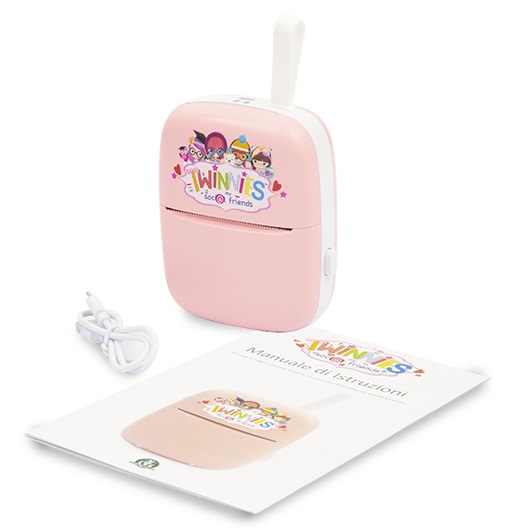 Giochi Preziosi Twinnies Mini Stampante Termica Portatile Wireless Bluetooth - Stampa Bianco e Nero, 200 DPI, 1000 mAh, Compatibile con Android e iOS