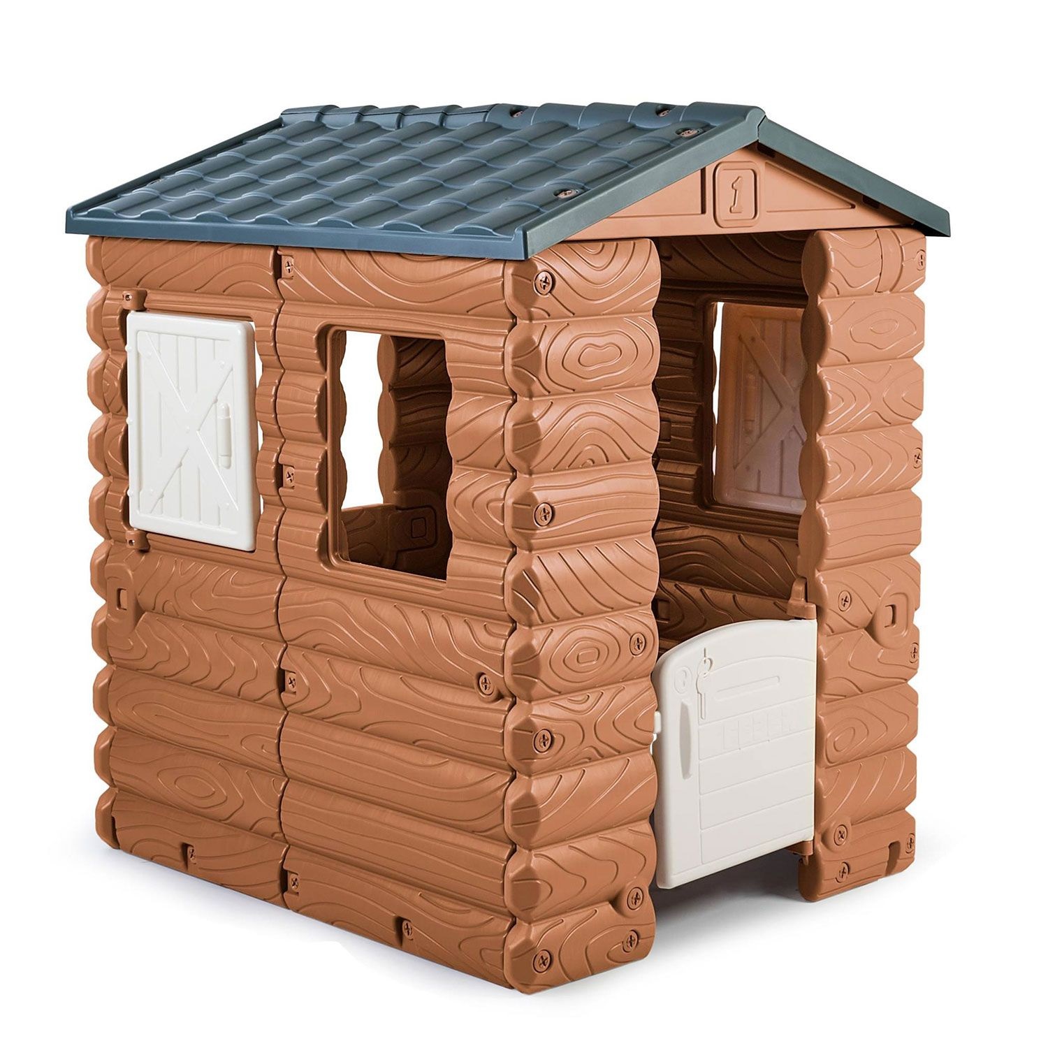 FEBER Camping Cottage - Casa Giocattolo in Effetto Legno con Finestre e Porta Apribili, Dimensioni 104 x 90 x 118 cm, per Bambini da 2 Anni