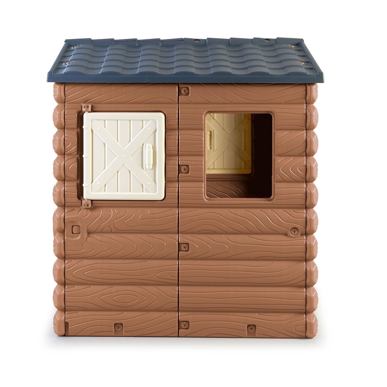 FEBER Camping Cottage - Casa Giocattolo in Effetto Legno con Finestre e Porta Apribili, Dimensioni 104 x 90 x 118 cm, per Bambini da 2 Anni