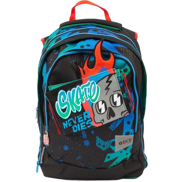 Giochi Preziosi Gopop Zaino Estensibile Skater con 3 Scomparti, Grafica Intercambiabile e Spallacci Imbottiti