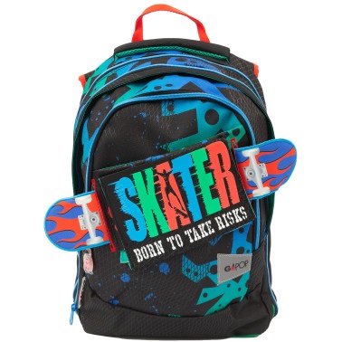 Giochi Preziosi Gopop Zaino Estensibile Skater con 3 Scomparti, Grafica Intercambiabile e Spallacci Imbottiti