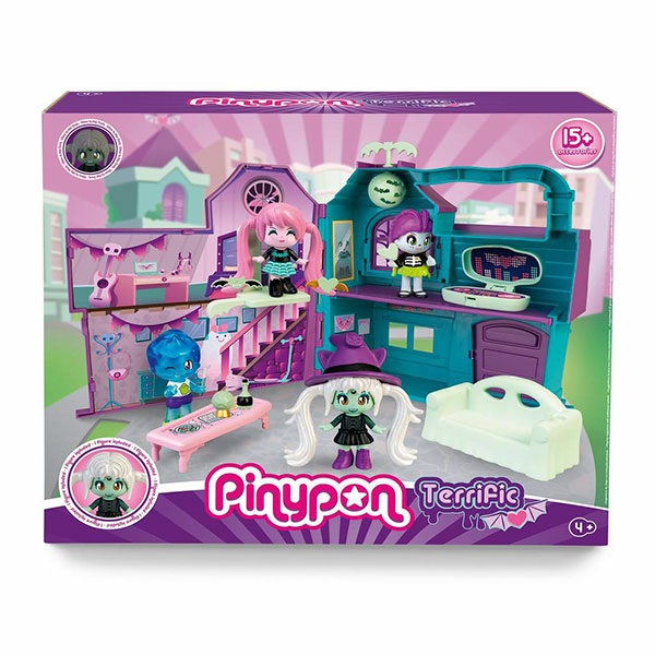 Pinypon Terrific Mansion PNY48000 - Playset Magico con Personaggio Strega e Accessori Illuminati al Buio per Bambine/i dai 4 Anni