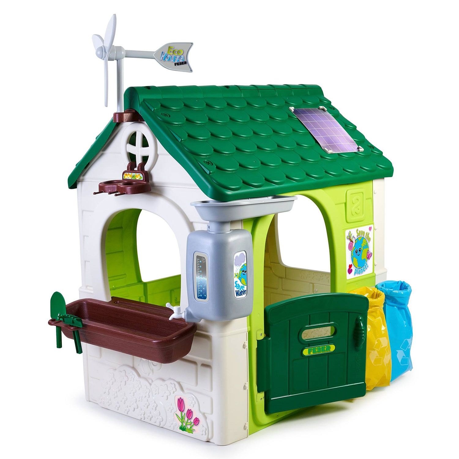 FEBER Eco House FEH16000 - Casa Giocattolo Ecologica e Educativa per Bambini da 2 Anni con Orto Urbano e Giochi Ecologici