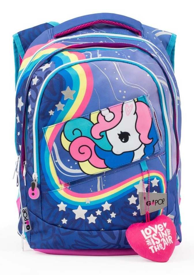 Giochi Preziosi GoPop Zaino Estensibile Round Unicorn per Bambine - 3 Scomparti, Tasche Interne, Schienale e Spallacci Imbottiti, Fascia Personalizzata e Pop Up