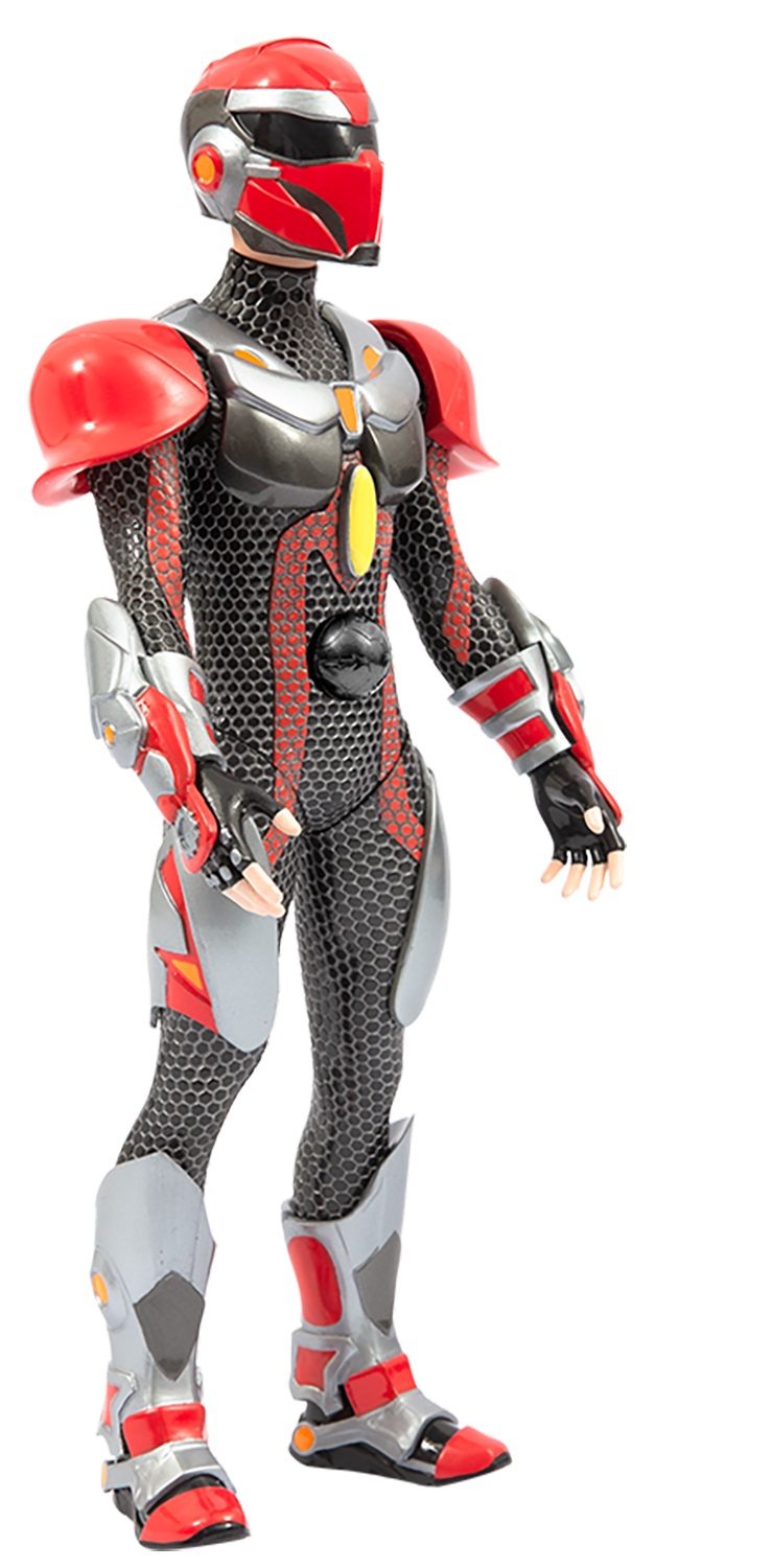 GORMITI THE NEW ERA - Action Figure Scion Del Clan Del Fuoco Zane 27cm con Elesfera Proietta, Articolato con Casco e Armatura Removibili