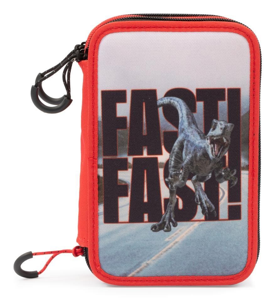 Giochi Preziosi Jurassic World - Astuccio Triplo Scuola con 3 Zip, 3 Scomparti, 18 Matite Colorate e 18 Pennarelli