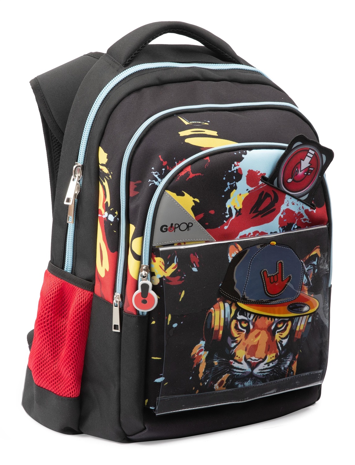 GoPOP Gopop25 Zaino Round Tiger Beats - 3 Scomparti, Spallacci Imbottiti, Design Musicale, 24 Litri