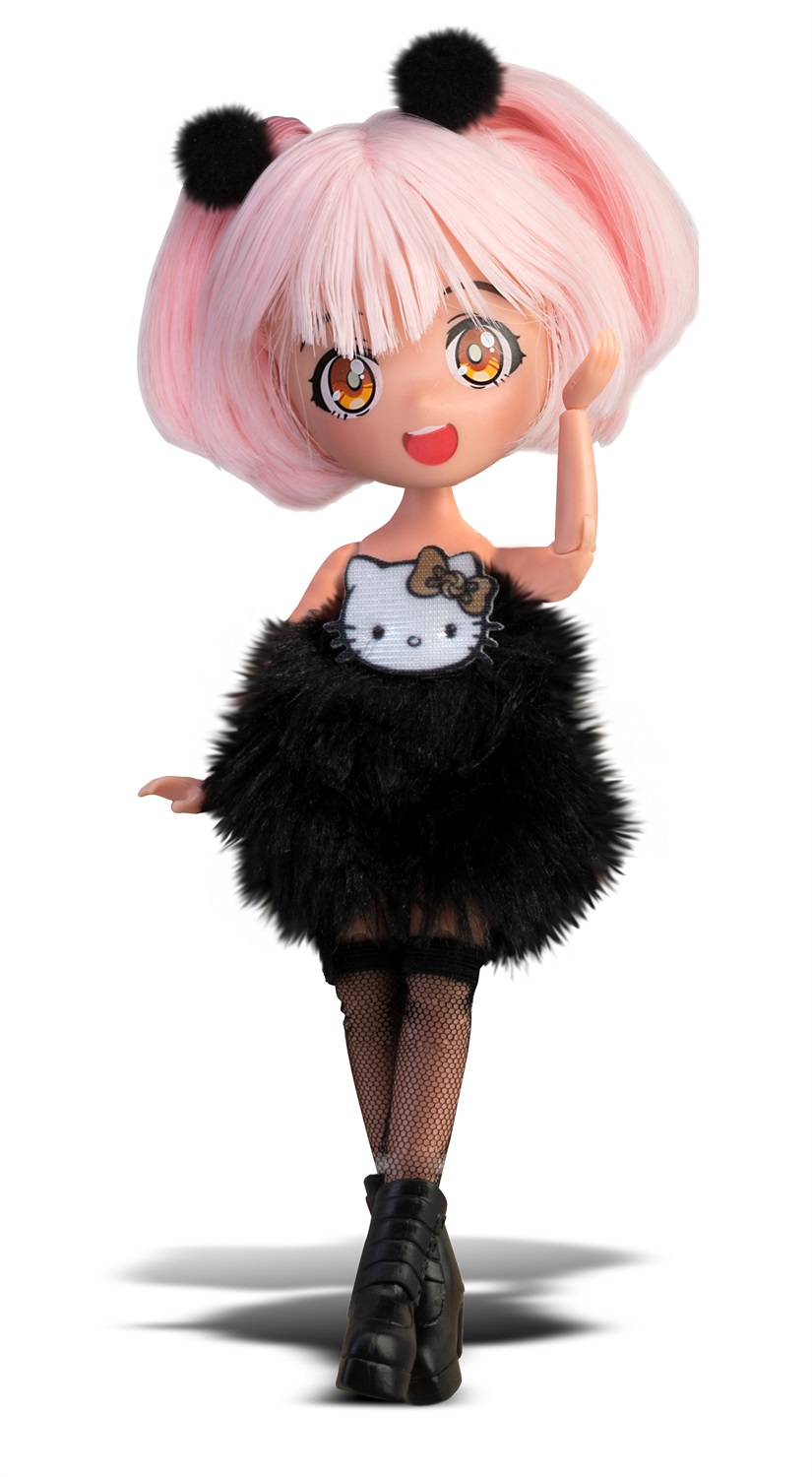 Famosa Hello Kitty Manga Doll Golden Diva - Bambola giapponese alla moda, 19,5 cm, 15 punti di articolazione, capelli rosa, accessori inclusi, età 4