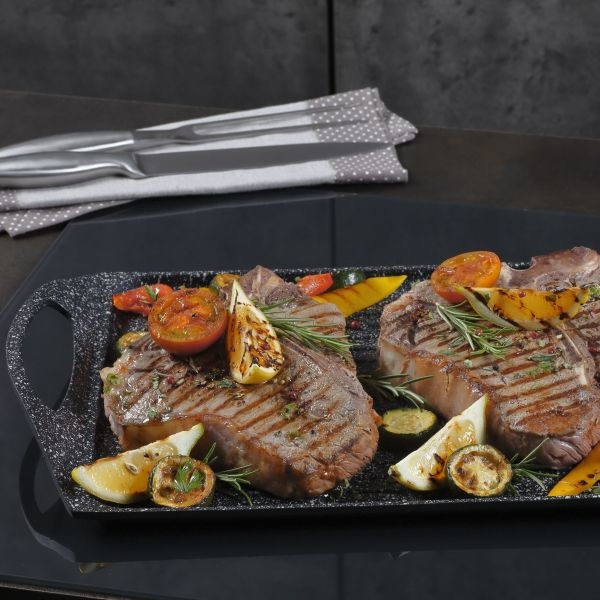 Tognana Sphera Grill Bistecchiera Rettangolare in Alluminio Antiaderente 35x28 cm con Rivestimento 9 Strati e Manico in Bakelite