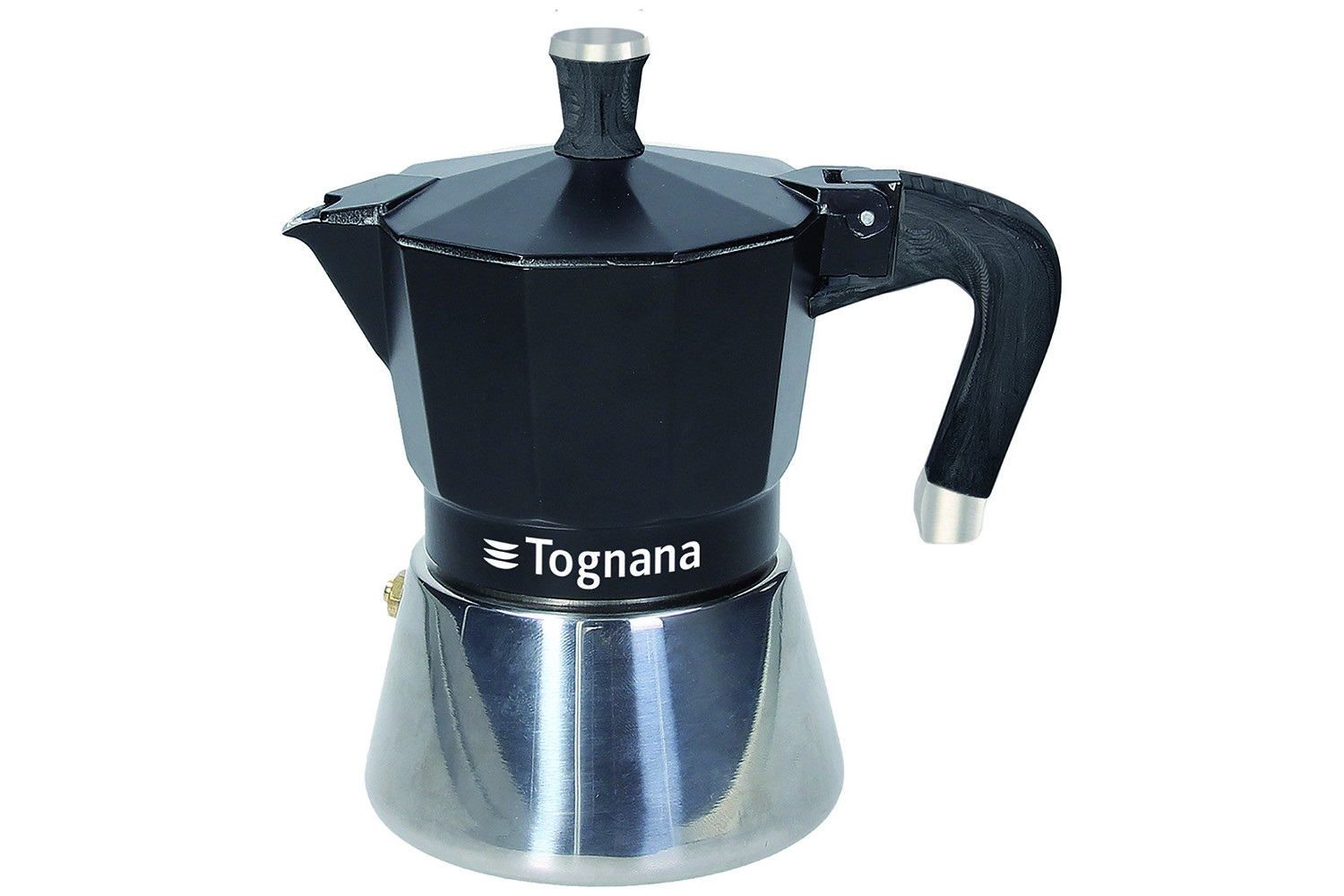 Tognana Caffettiera Moka Sphera 3 Tazze in Alluminio Nero con Rivestimento Xyflon - Adatta per Induzione