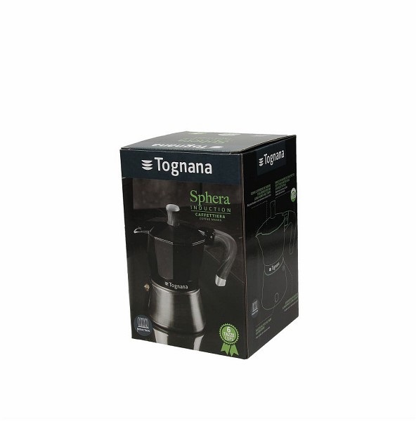 Tognana Caffettiera Moka Sphera 3 Tazze in Alluminio Nero con Rivestimento Xyflon - Adatta per Induzione
