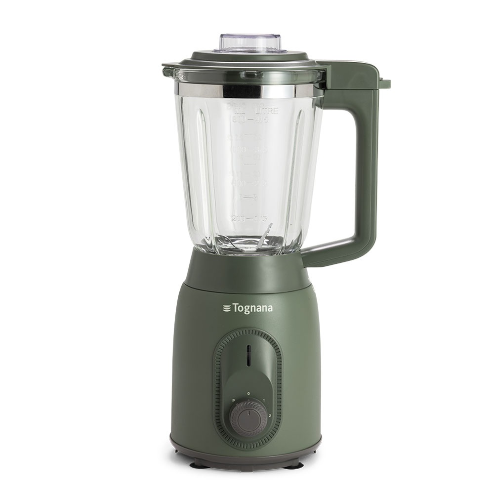 Tognana Iridea Frullatore 4 Lame Tritaghiaccio Verde Salvia con Caraffa in Vetro da 0,8L e Potenza di 300W