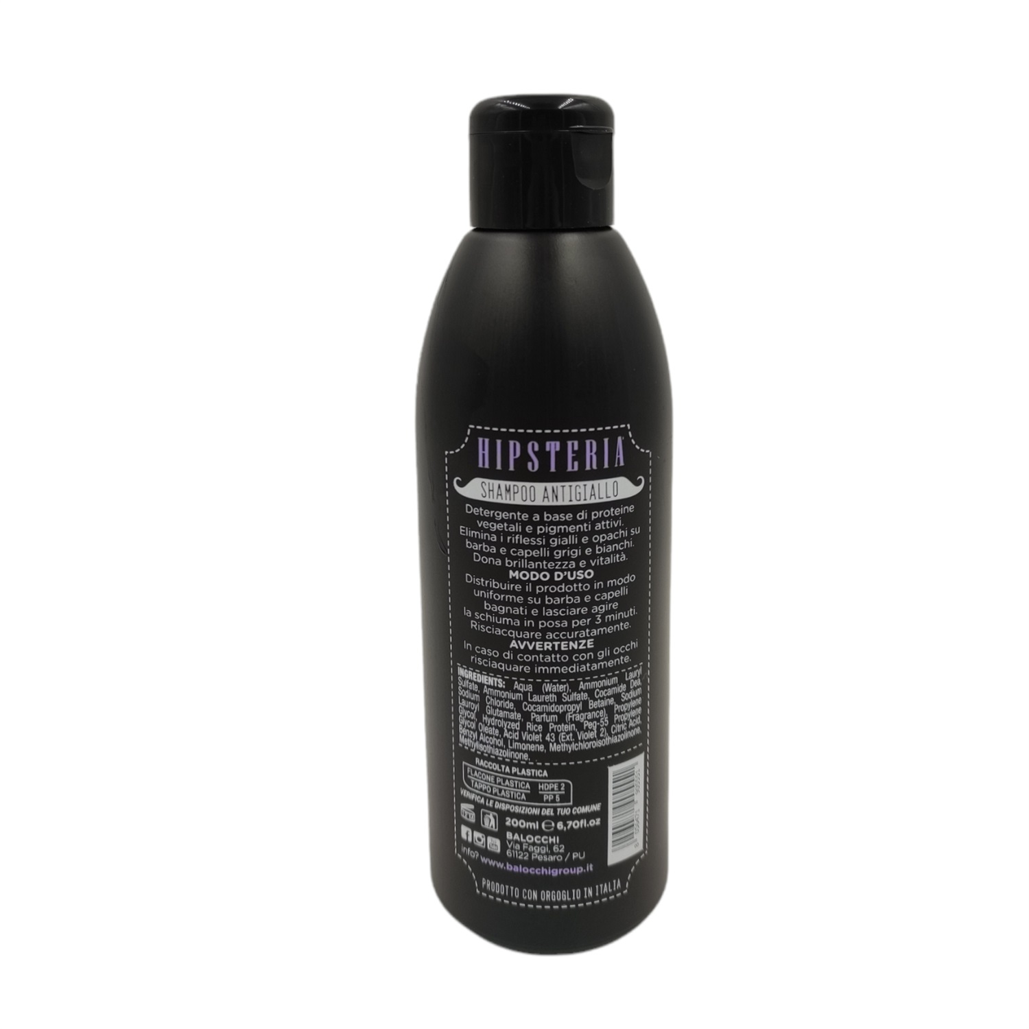 Hipsteria Shampoo Antigiallo 200 ml per Barba e Capelli - Elimina Riflessi Gialli, Dona Brillantezza e Vitalità