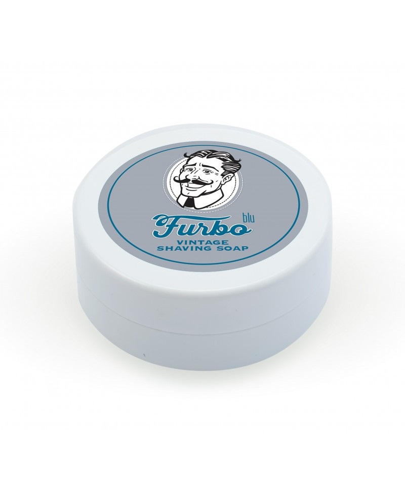 Furbo Vintage Blu Shaving Soap 100 ml - Sapone da Barba Nutriente e Rinfrescante con Cristalli di Mentolo