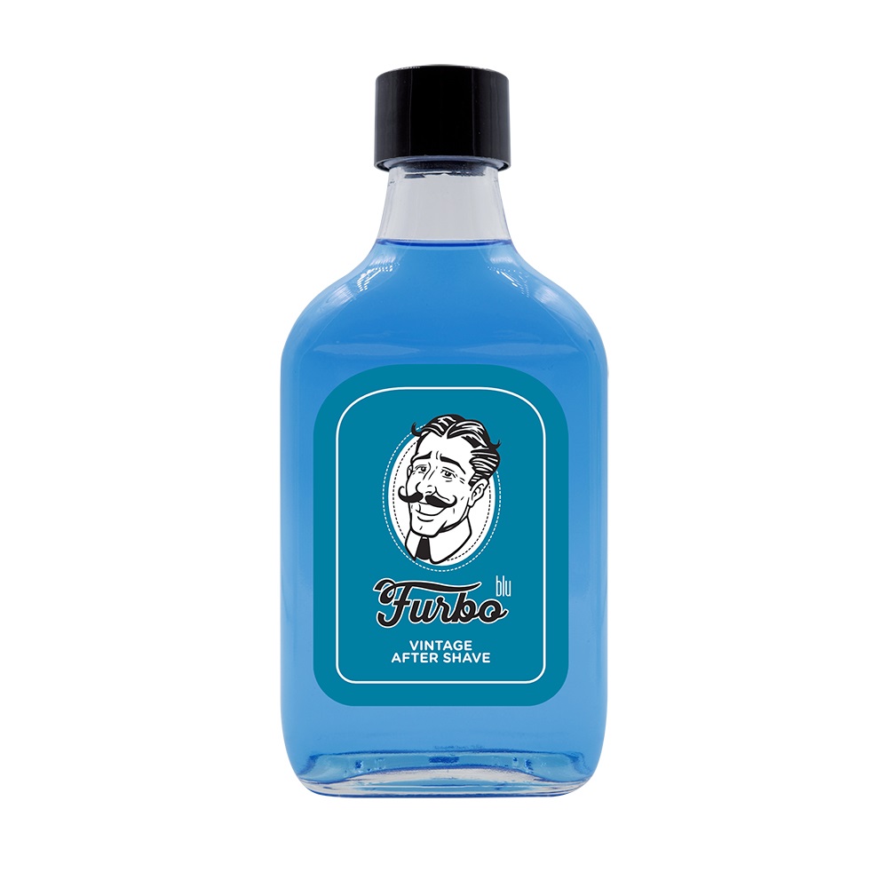Furbo Vintage Blu After Shave Lozione Dopobarba 200 ml - Lenitiva, Rinfrescante, Antisettica con Cristalli di Mentolo