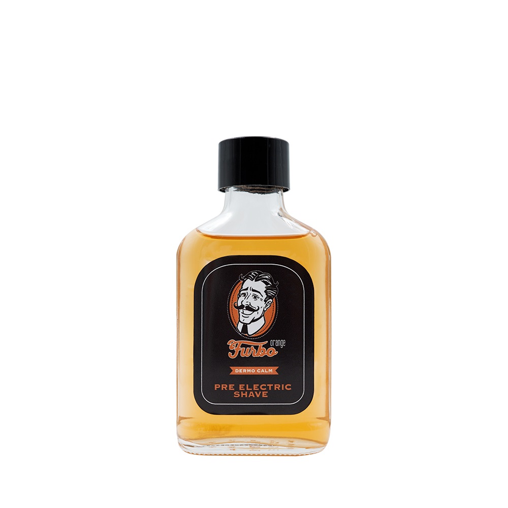 Furbo Orange Pre Electric Shave Lozione Dermocalmante 100 ml - Aumenta la Scorrevolezza del Rasoio Elettrico