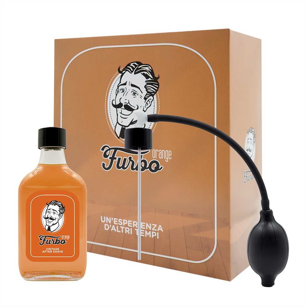 Furbo Orange Set - Cofanetto Regalo Vintage con Lozione Dopobarba 200ml e Vaporizzatore, Fragranza Agrumata e Tonificante