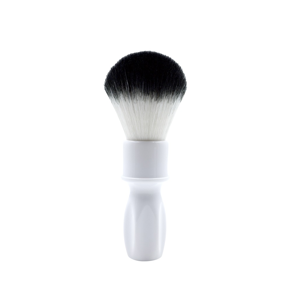 Furbo Black & White Shaving Brush - Pennello da Barba Professionale con Manico Ergonomico in Resina Bianca e Ciuffo Sintetico Plissoft