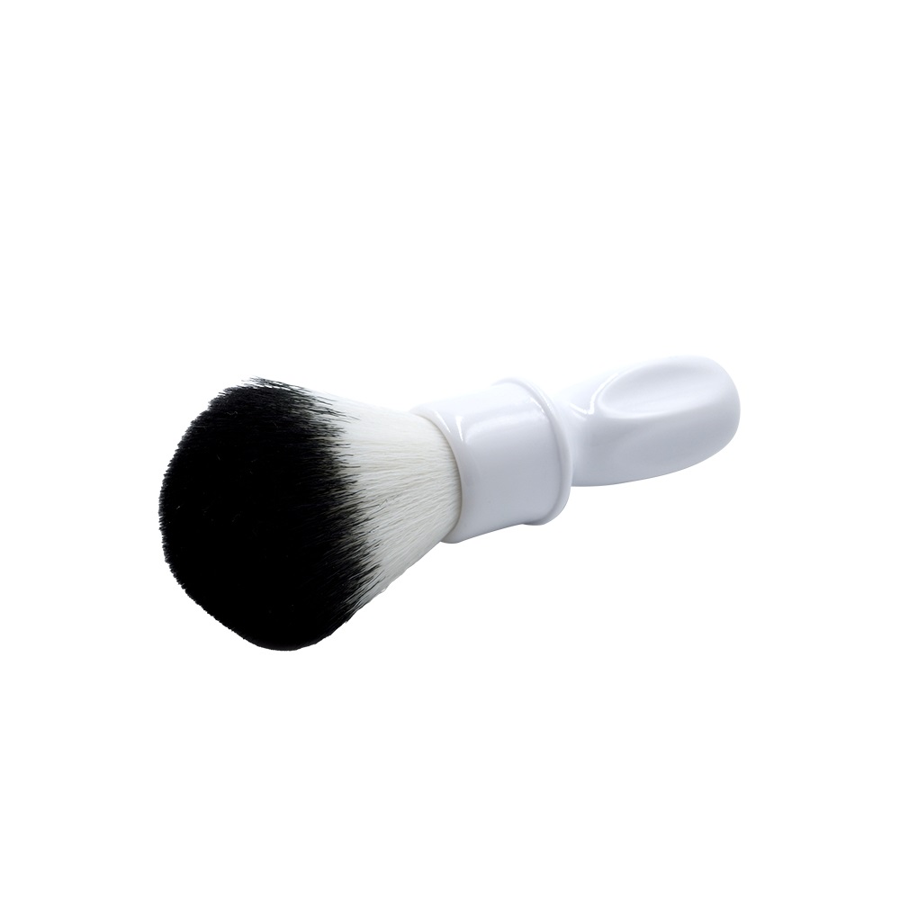 Furbo Black & White Shaving Brush - Pennello da Barba Professionale con Manico Ergonomico in Resina Bianca e Ciuffo Sintetico Plissoft