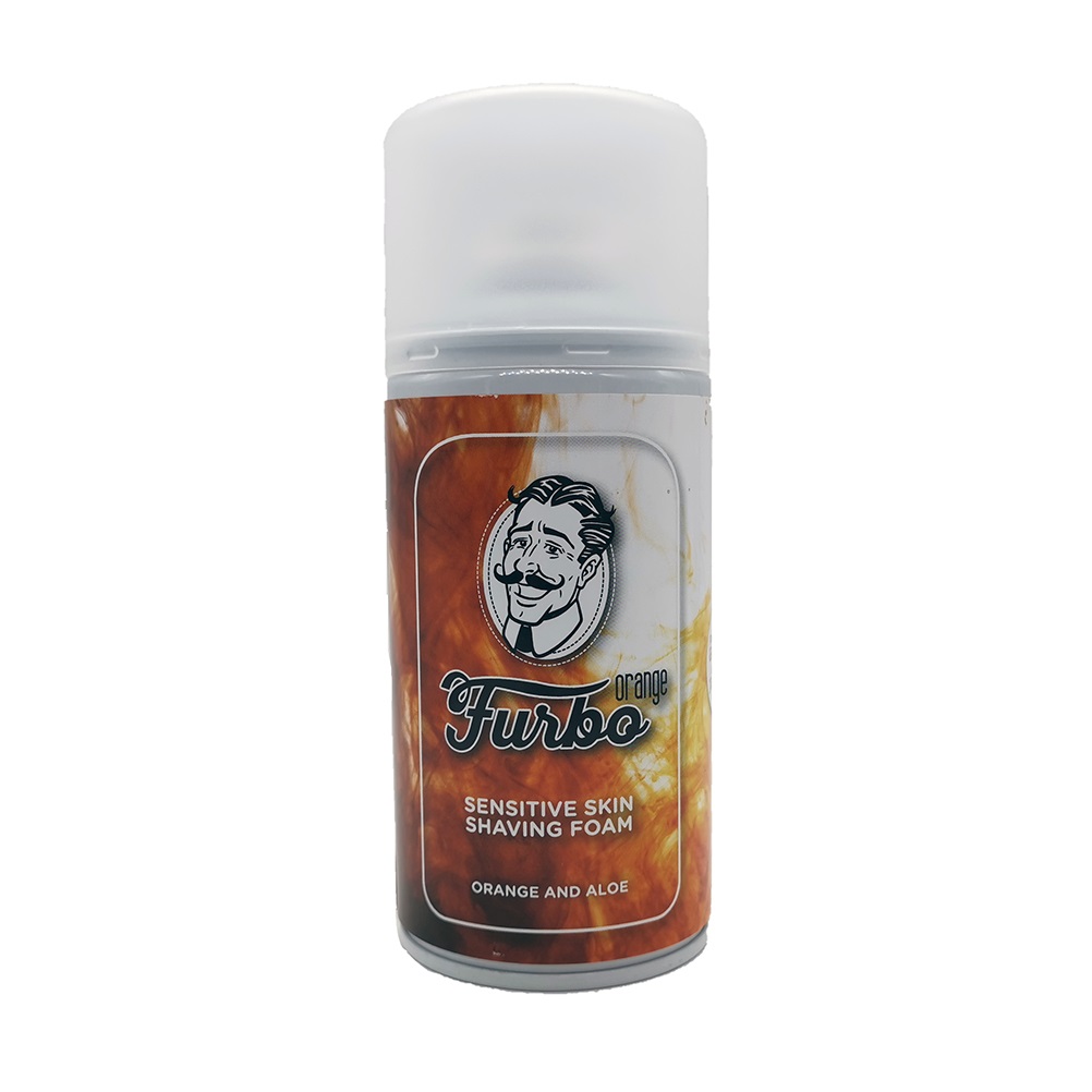 Furbo Vintage Orange Sensitive Skin Shaving Foam 300ml - Formula Emolliente con Aloe Vera e Avena per Pelli Sensibili