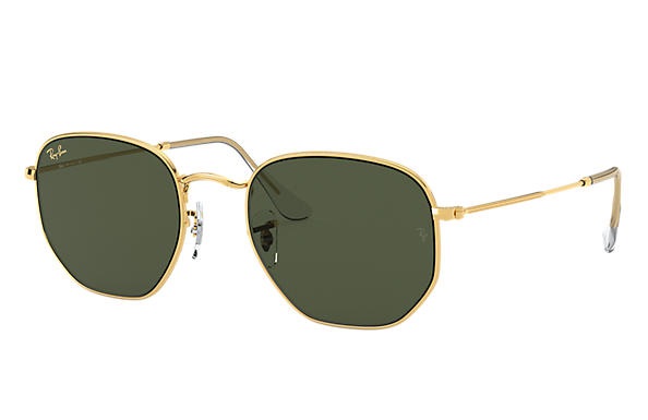 Ray-Ban RB3548 919631 Occhiali da Sole Esagonali Oro/Verde G-15 Unisex in Metallo
