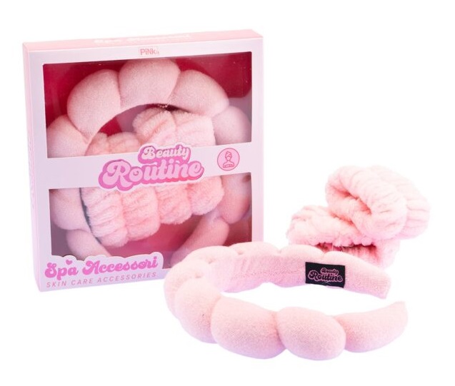 NICE Beauty Routine Spa Accessori - Set con Cerchietto Ferma Capelli e 2 Polsini Assorbenti