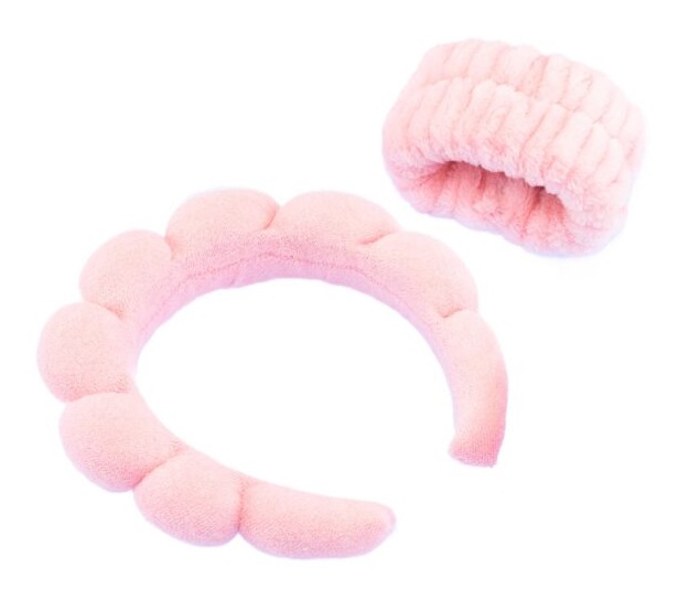 NICE Beauty Routine Spa Accessori - Set con Cerchietto Ferma Capelli e 2 Polsini Assorbenti