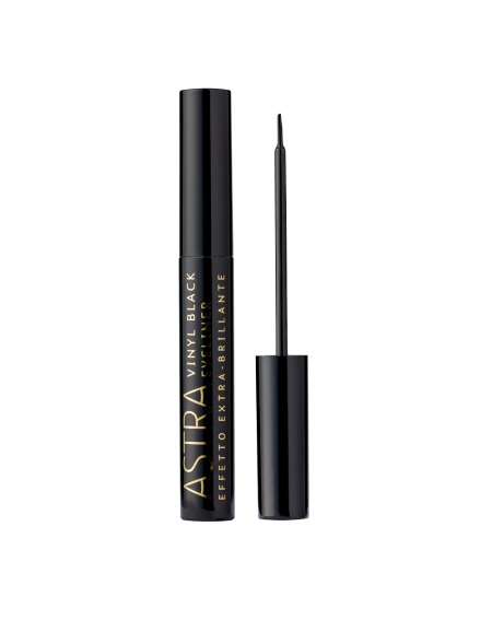 Astra Make-Up Vinyl Black Eyeliner - Eyeliner Vinilico Intenso ed Extrabrillante 6 ml con Applicatore Ultra-Sottile