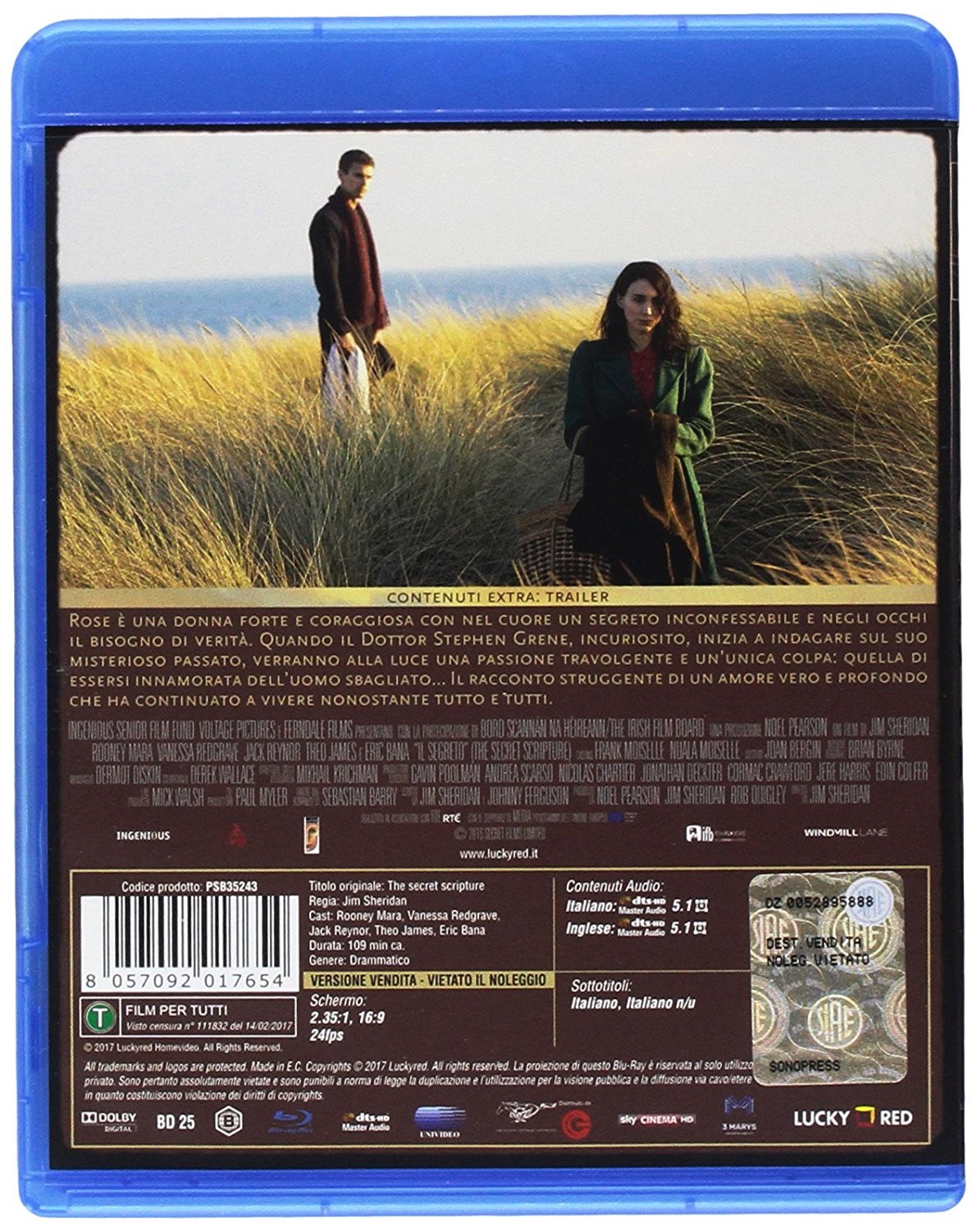 Lucky Red Il Segreto (Blu-Ray) - Drammatico, Valutazione X, con Rooney Mara, Vanessa Redgrave, Eric Bana, Jack Reynor