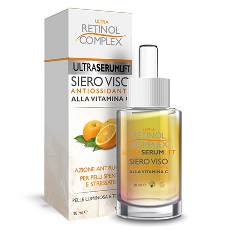 Retinol Complex Siero Viso Antiossidante con Vitamina C - 30 ml, Antirughe