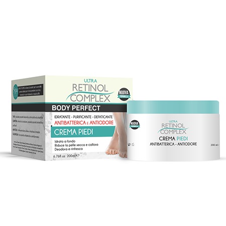 Retinol Complex Crema Piedi Antibatterica e Anti Odori - 200 ml, Idratazione Profonda e Freschezza