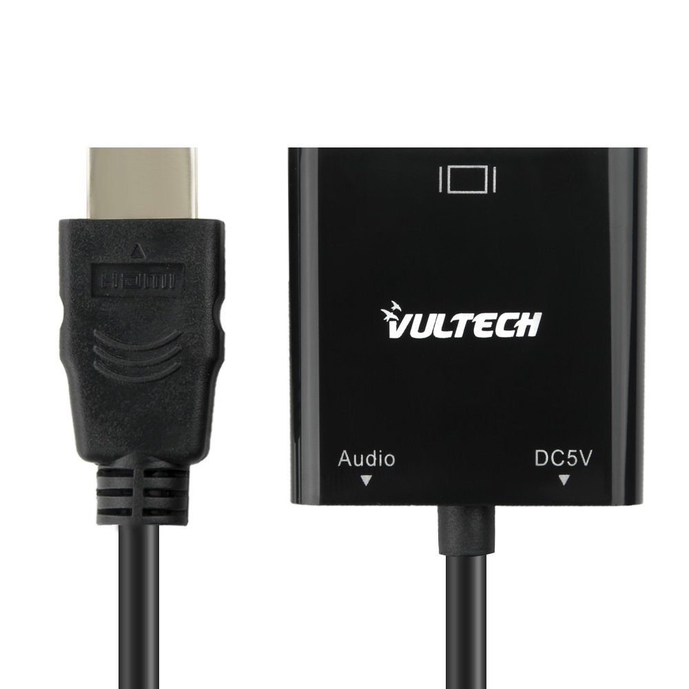 Vultech SN21707 Adattatore Convertitore HDMI to VGA Audio, 1 m, VGA (D-Sub) Maschio - HDMI tipo A (Standard) Femmina, Nero, Risoluzione 1920x1080