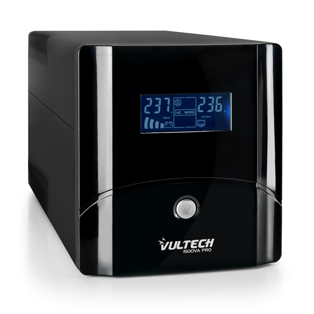 Vultech UPS1500VA-PRO Gruppo di Continuità UPS A Linea Interattiva 1,5 kVA 800 W con LCD e 4 Prese AC