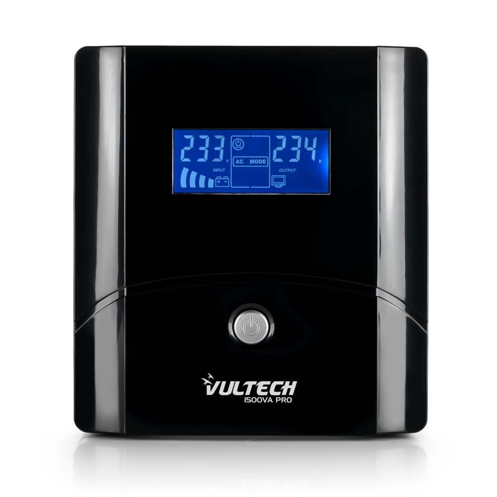 Vultech UPS1500VA-PRO Gruppo di Continuità UPS A Linea Interattiva 1,5 kVA 800 W con LCD e 4 Prese AC