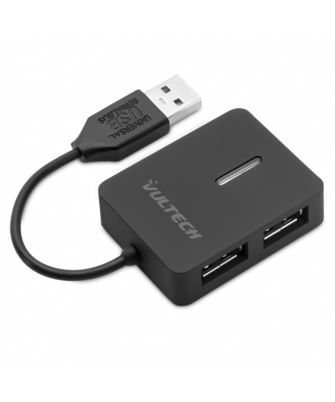 Vultech Hub 4 Porte USB 2.0 HU-04USB2 - Velocità fino a 480 Mbps, Nero, Plastica
