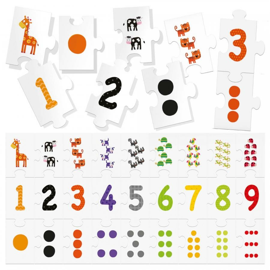 Headu 123 Puzzle MU54907 - Gioco Educativo per Bambini 3-6 Anni, Insegna Numeri e Quantità, Sviluppa Intelligenza Logico-Matematica, Made in Italy