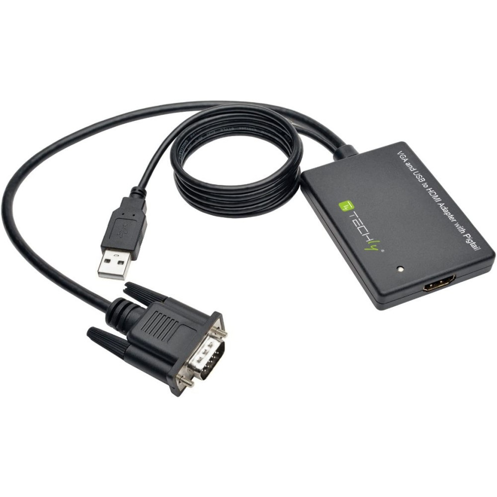 TECHLY Adattatore Convertitore VGA a HDMI con Supporto Audio via USB - Modello IDATA HDMI-VGA3