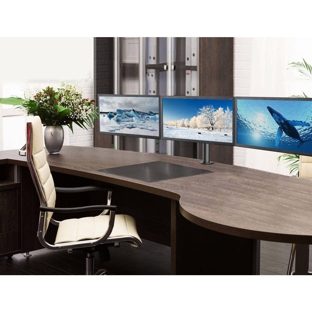 Techly Supporto da scrivania per 3 Monitor 13-24'' con morsetto - Portata max 30kg, regolabile in altezza e inclinazione