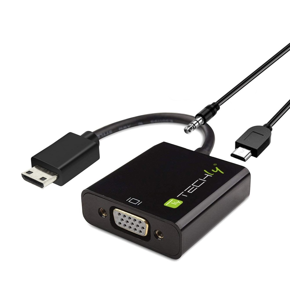 Techly IDATA HDMI-VGA-4 Adattatore Mini HDMI C a VGA - Converte segnale digitale in video analogico per monitor e proiettori