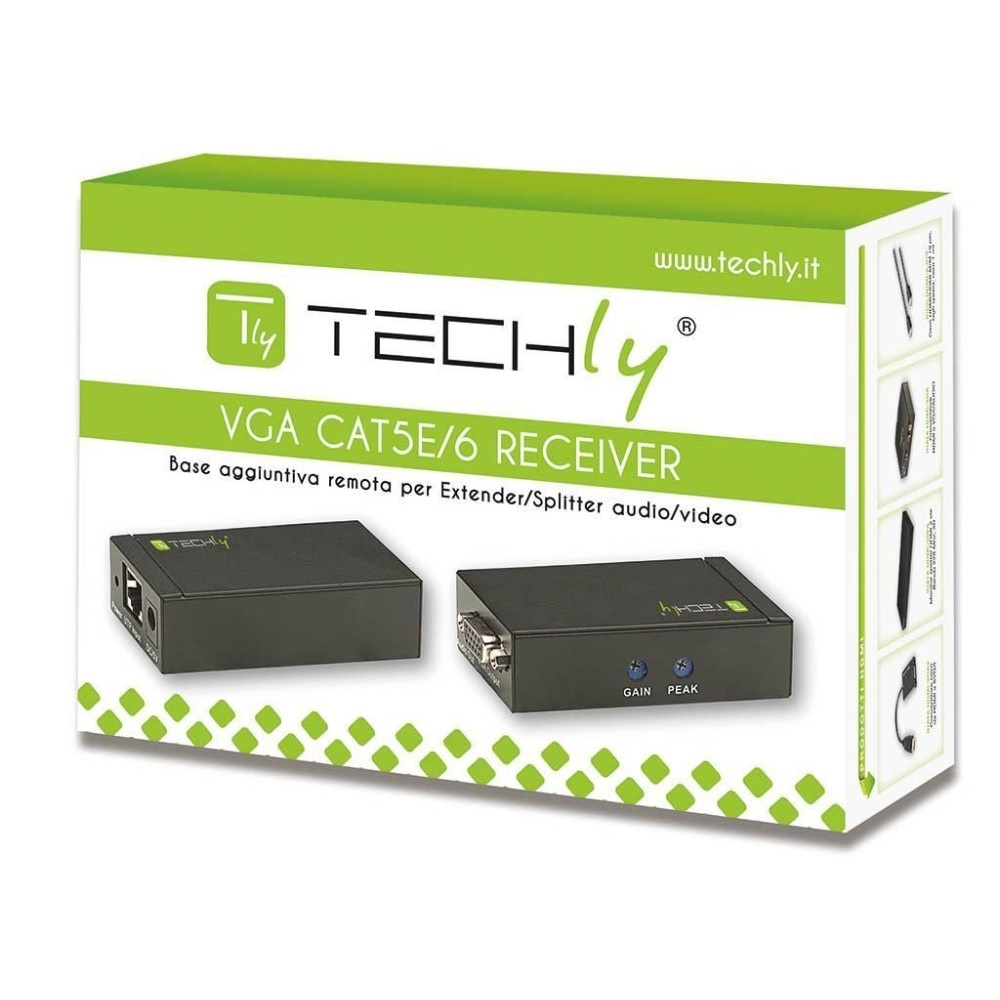 TECHLY Ricevitore per Extender Audio/Video su Cavo Cat5e 300 m Nero - Modello 302952