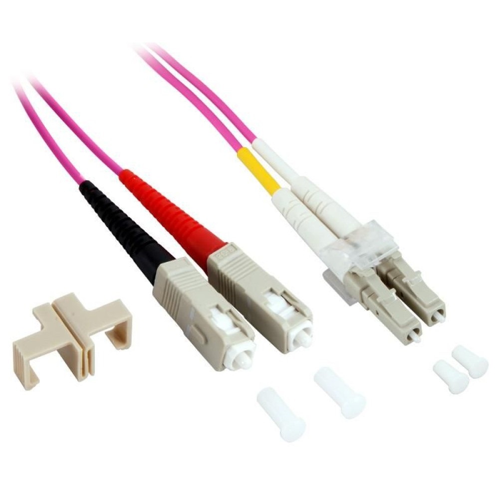 Techly Professional Cavo Fibra Ottica Multimodale OM4 SC/LC 50/125 2 m Fucsia - Duplex, Guaina LSZH
