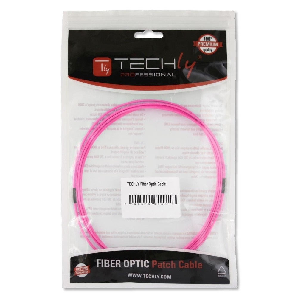 Techly Professional Cavo Fibra Ottica Multimodale OM4 LC/LC 50/125 15 m Fucsia - Duplex, 2 mm, Guaina LSZH