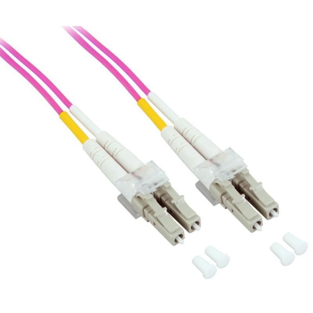 Techly Professional Cavo Fibra Ottica Multimodale OM4 LC/LC 50/125 15 m Fucsia - Duplex, 2 mm, Guaina LSZH