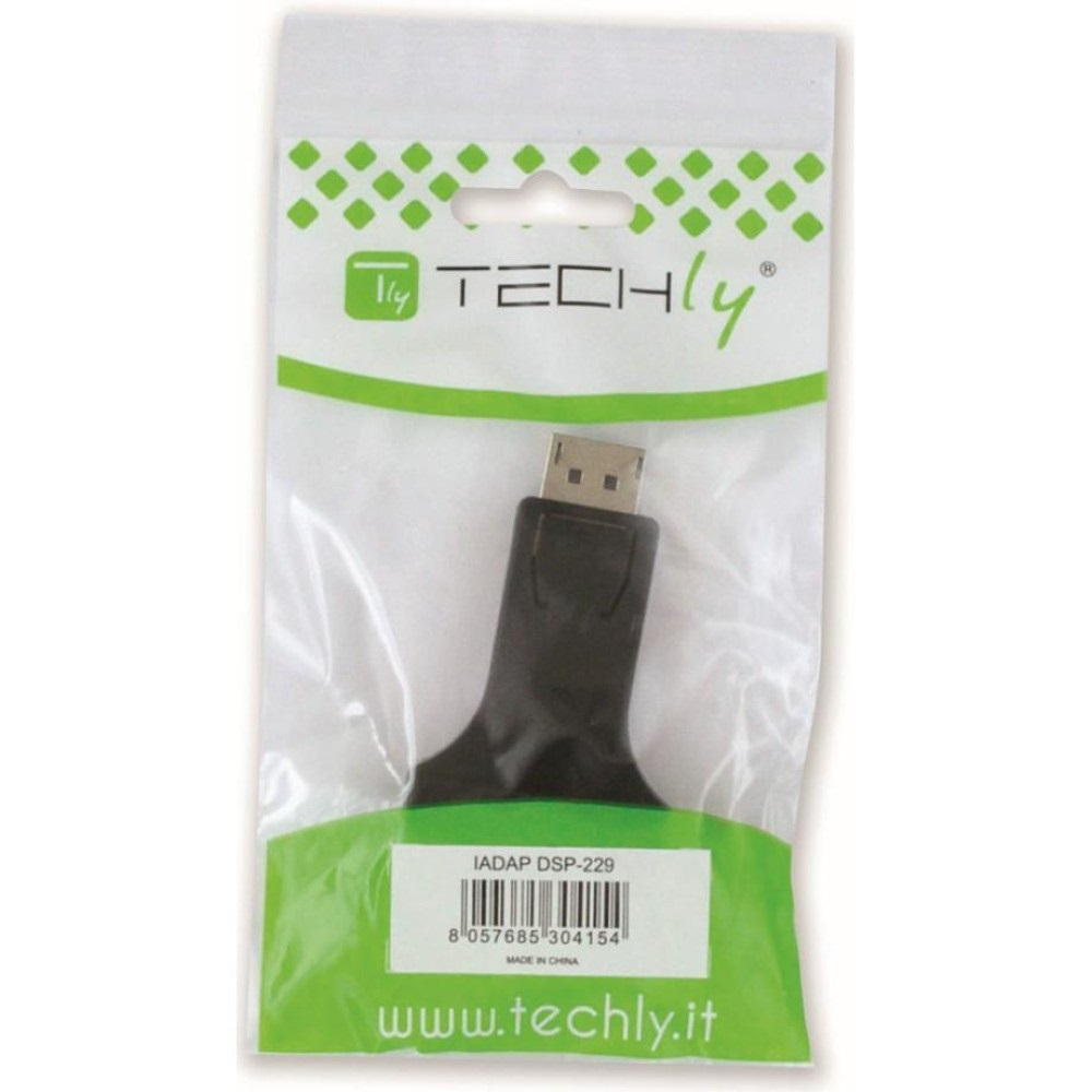 Techly Adattatore DisplayPort DP Maschio a DVI-I 24 5 Femmina Nero - Converte segnale DisplayPort in DVI-I dual link
