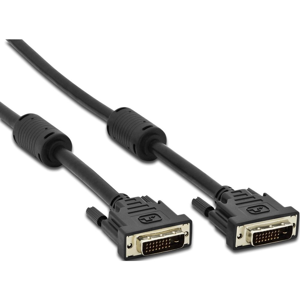 Techly 304413 Cavo DVI Digitale Dual Link (DVI-D) con Ferrite 5m Nero - Maschio a Maschio, Trasmissione Video Digitale