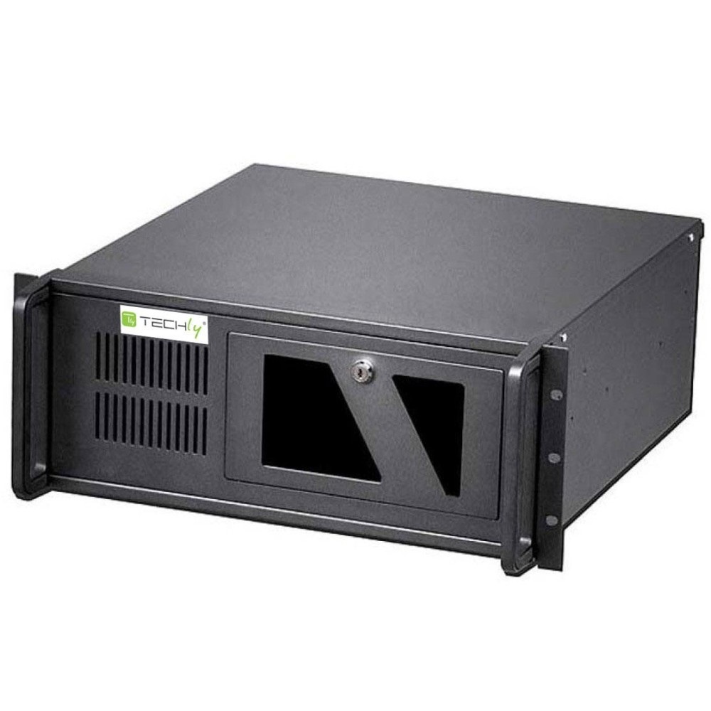 Techly Chassis Industriale per Computer Montaggio a Rack 4U Profondità 499mm I-CASE MP-P4HX-BLK2 - Nero, Metallo, con Serratura e Alloggiamenti USB